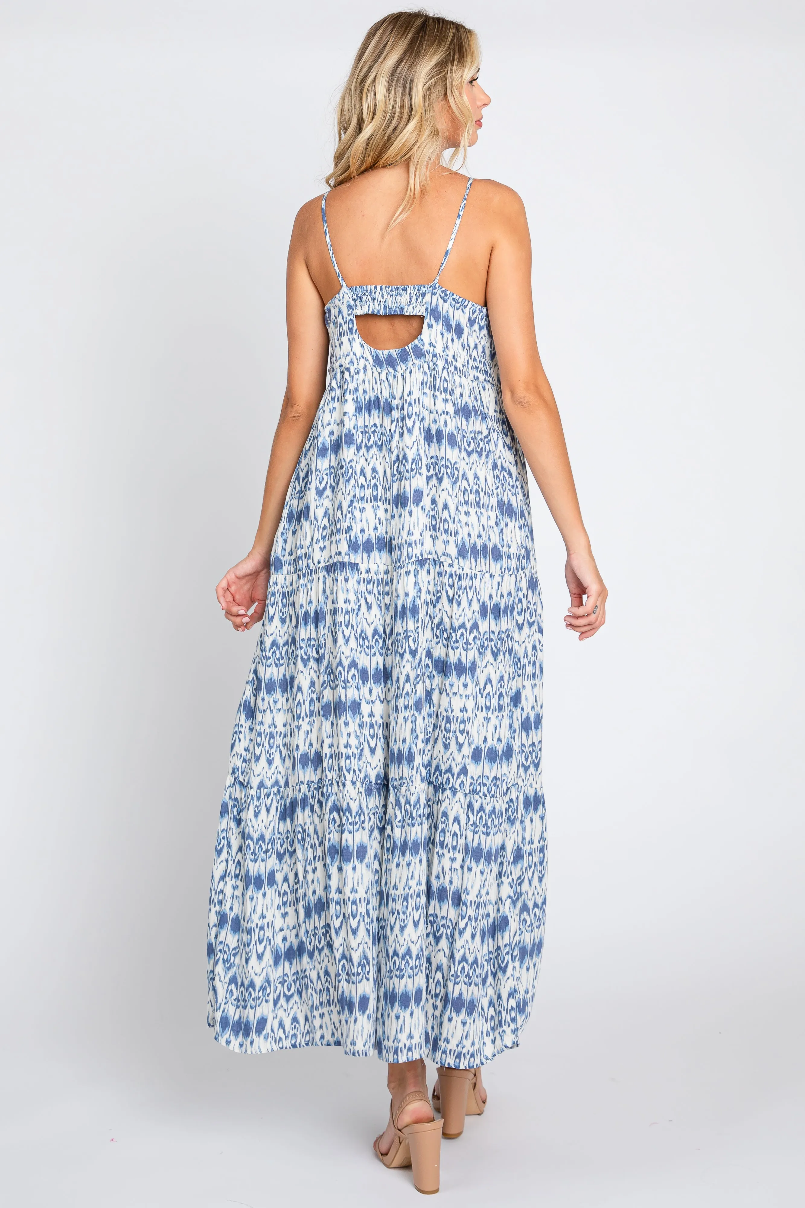 Blue Printed Tiered Maxi Dress sold by Pinkblush product image thumbnail 3