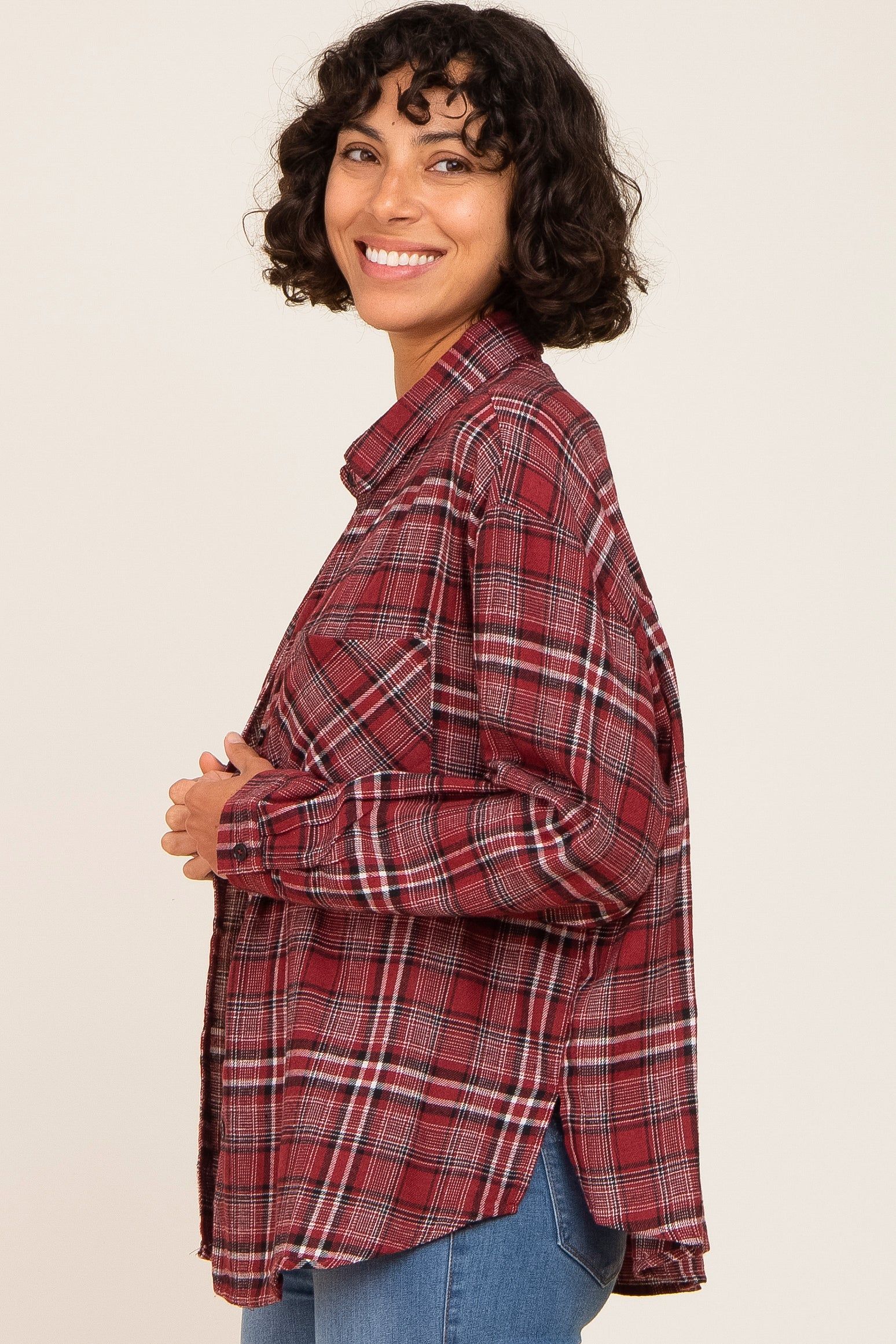 Red Plaid Button Down Top sold by Pinkblush product image thumbnail 2