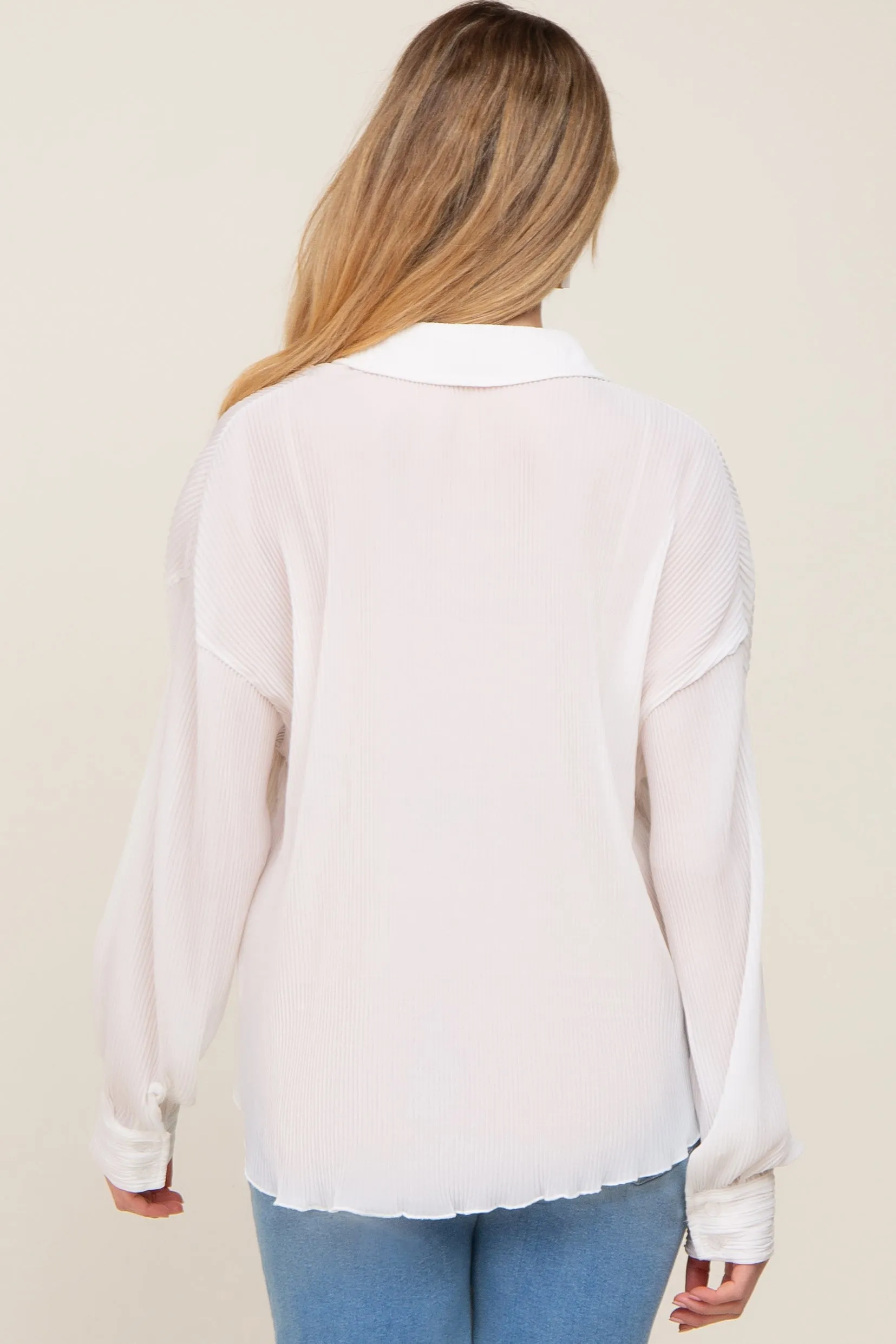Ivory Plisse Maternity Chiffon Blouse sold by Pinkblush product image thumbnail 3