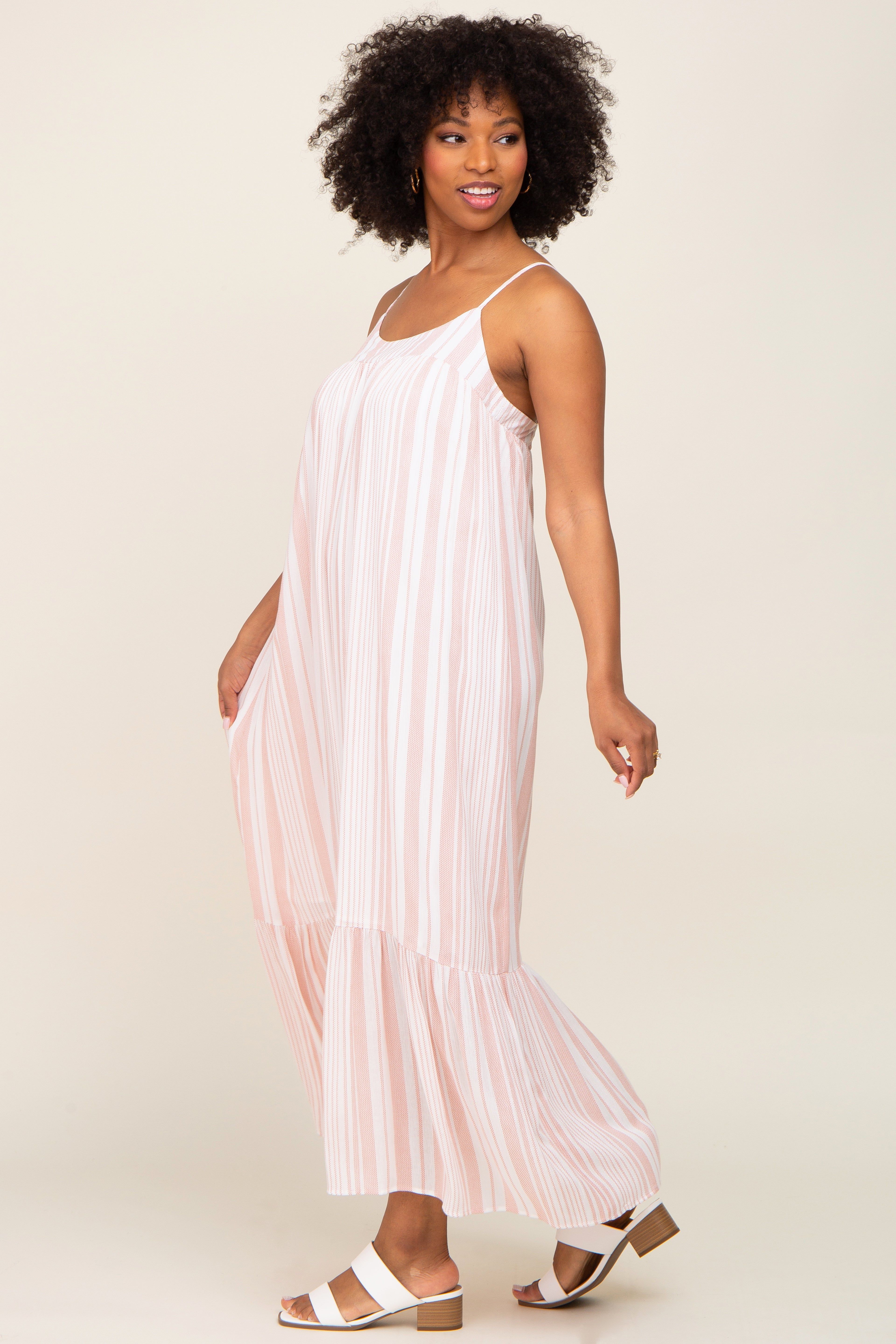 Coral Striped Sleeveless Maxi Dress sold by Pinkblush product image thumbnail 2