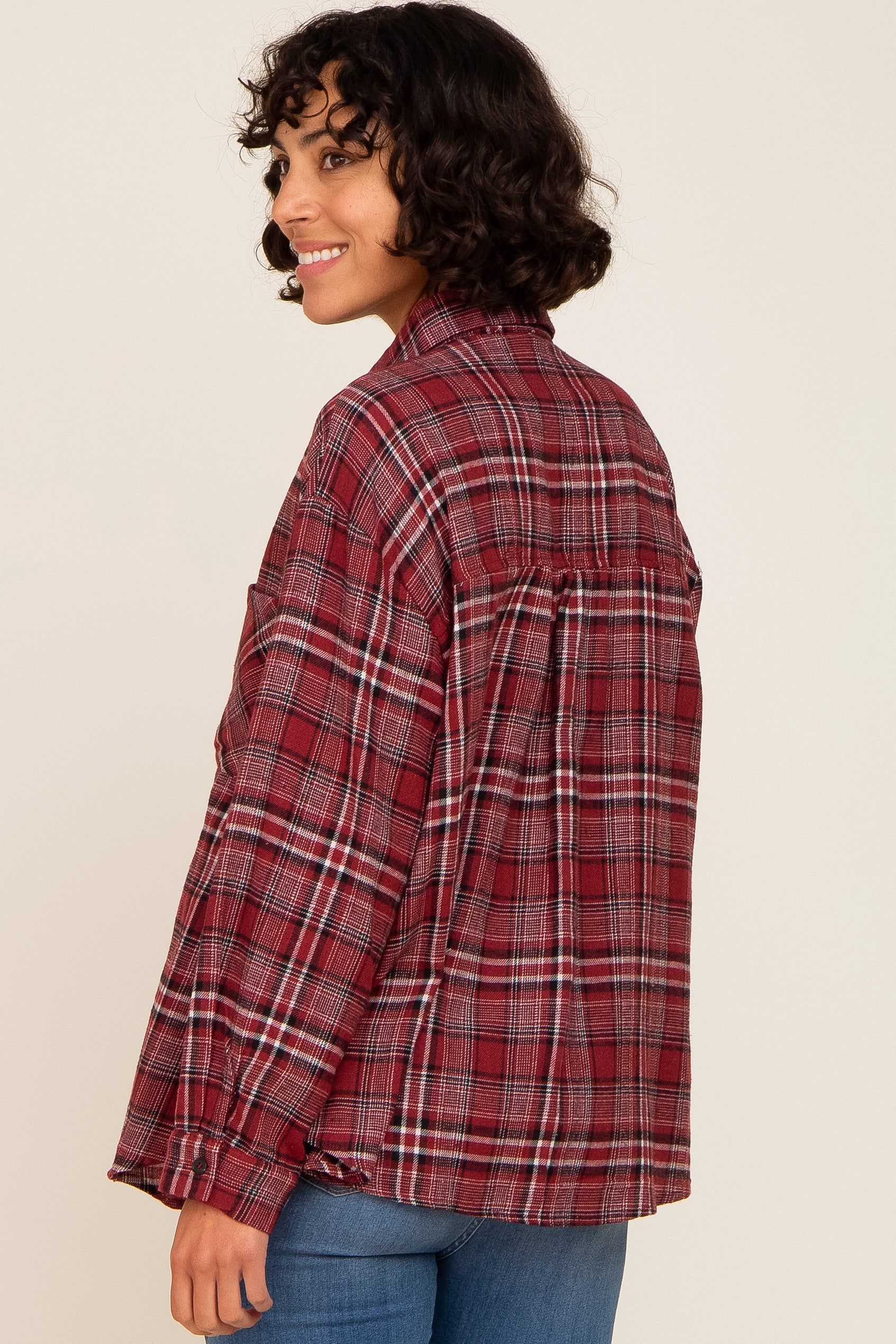 Red Plaid Button Down Top sold by Pinkblush product image thumbnail 3