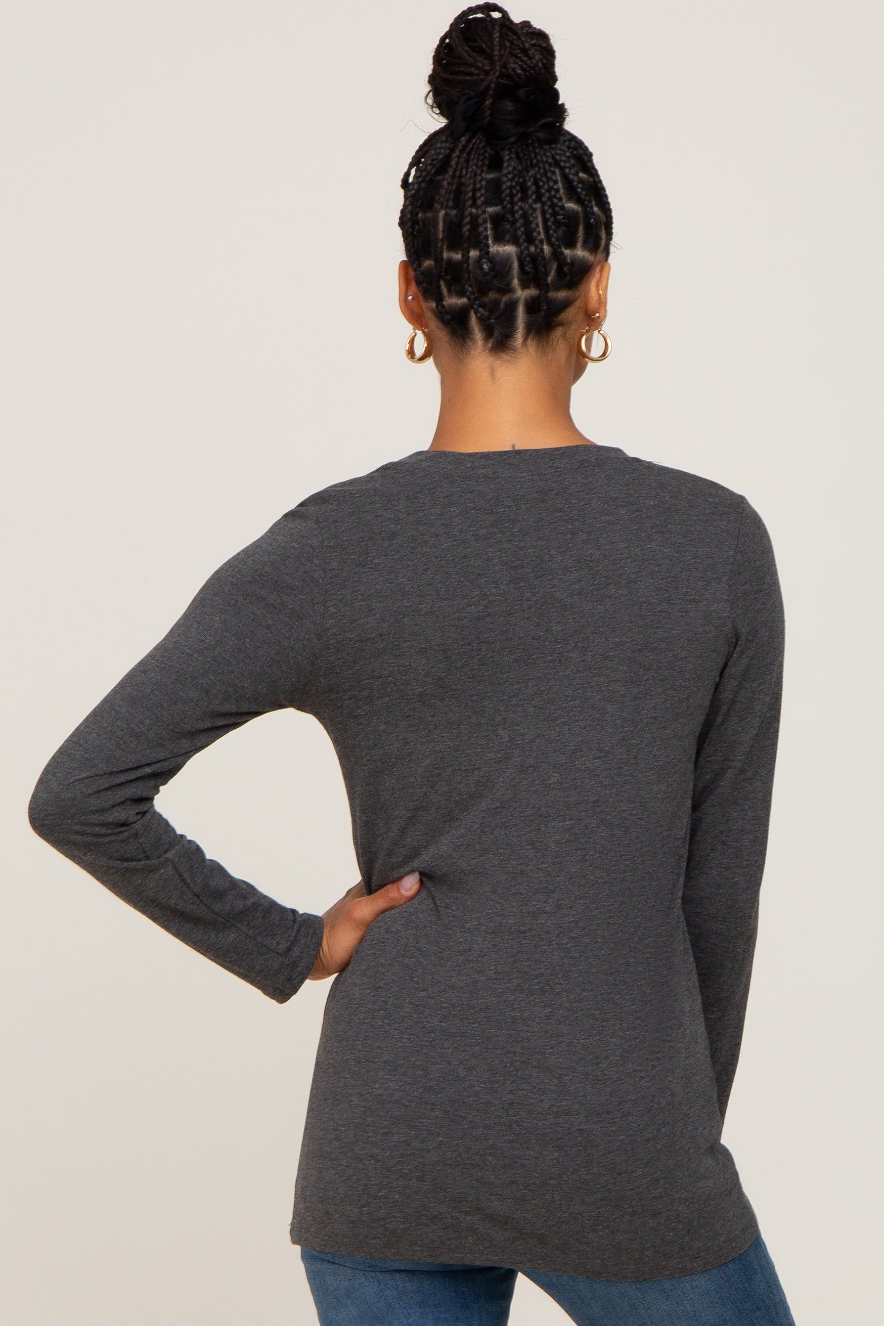 Charcoal Basic Long Sleeve Top sold by Pinkblush product image thumbnail 3