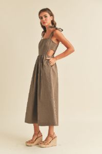 Olive Scallop Embroidery Detail Side Cutout Dress sold by Pinkblush