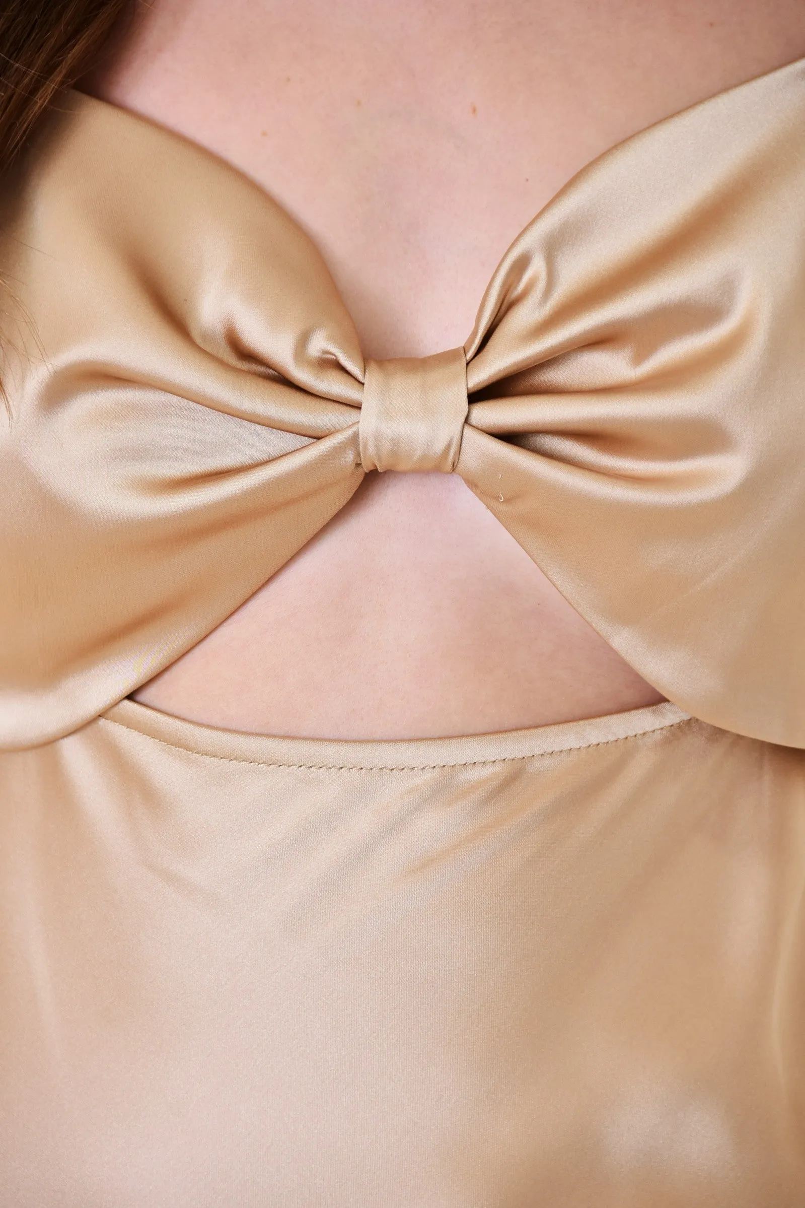 Champagne Bow Satin Slip Midi Party Dress sold by Pinkblush product image thumbnail 5