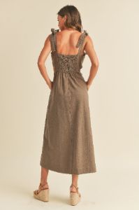 Olive Scallop Embroidery Detail Side Cutout Dress sold by Pinkblush