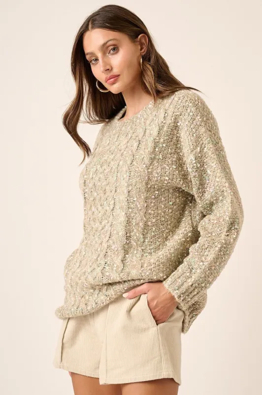 Mint Multi Crochet Style Long Sleeve Sweater made by Pinkblush