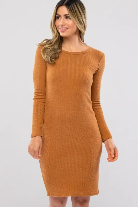 Rust Knit Long Sleeve Dress sold by Pinkblush