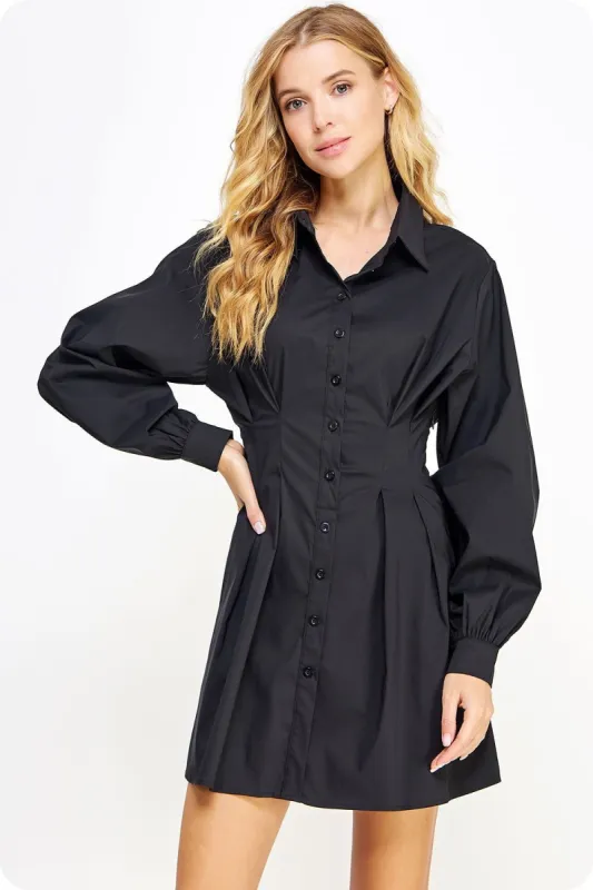 Black Poplin Corset Shirt Mini Dress sold by Pinkblush