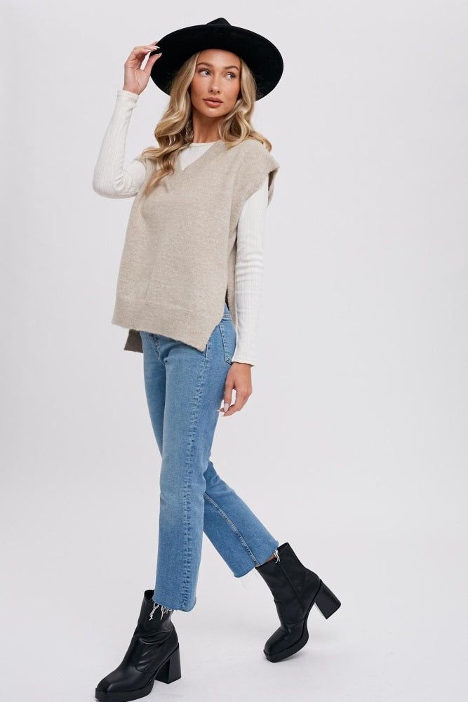Oatmeal Oversized Knit Vest sold by Pinkblush product image thumbnail 3