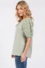 Light Olive Floral Mesh Sleeve Blouse sold by Pinkblush