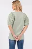 Light Olive Floral Mesh Sleeve Blouse sold by Pinkblush