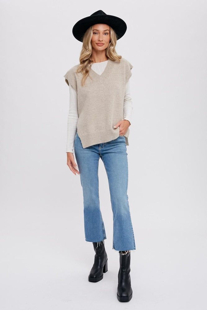 Oatmeal Oversized Knit Vest sold by Pinkblush product image thumbnail 2