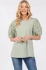 Light Olive Floral Mesh Sleeve Blouse sold by Pinkblush