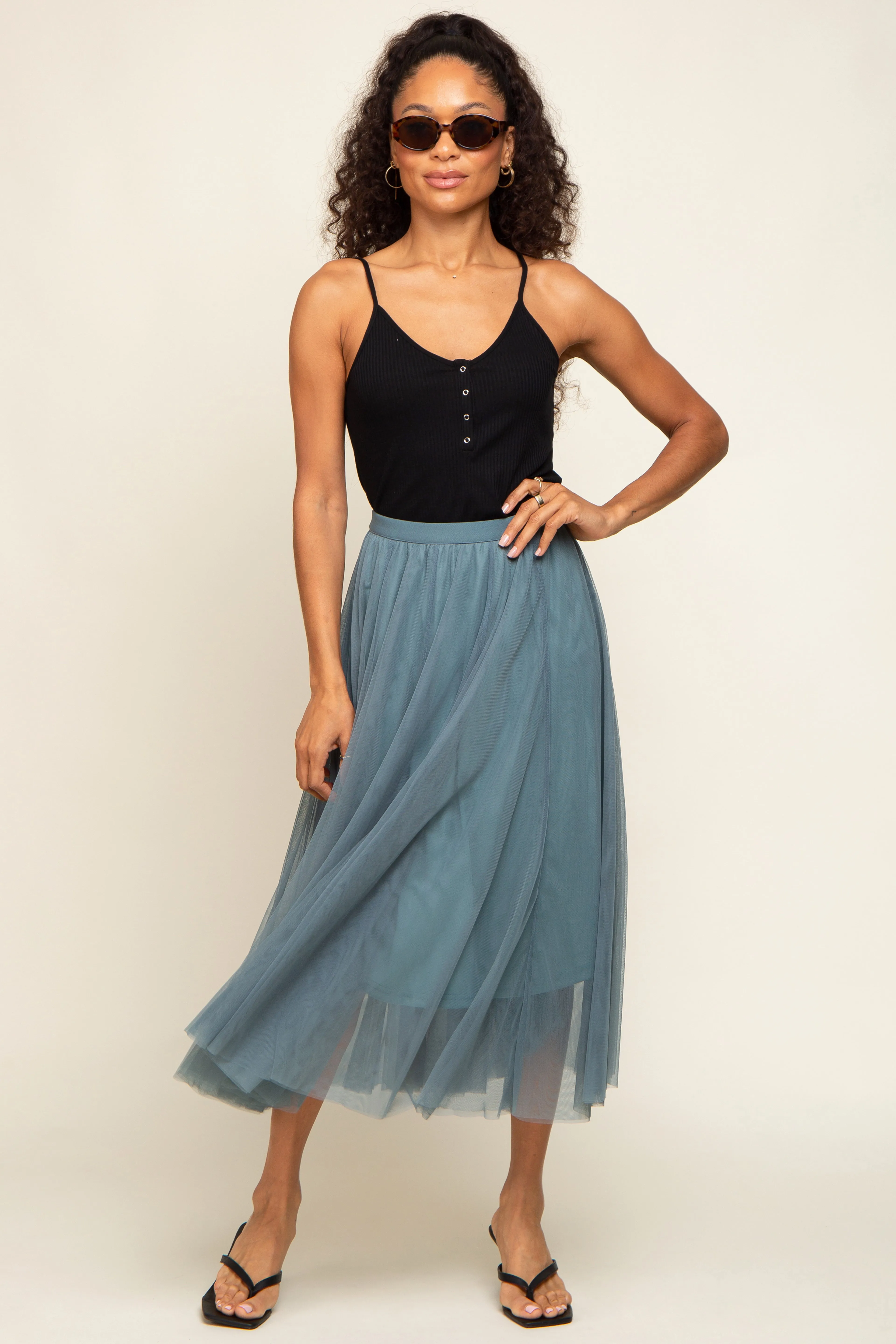 Teal Tulle Midi Skirt sold by Pinkblush product image thumbnail 2