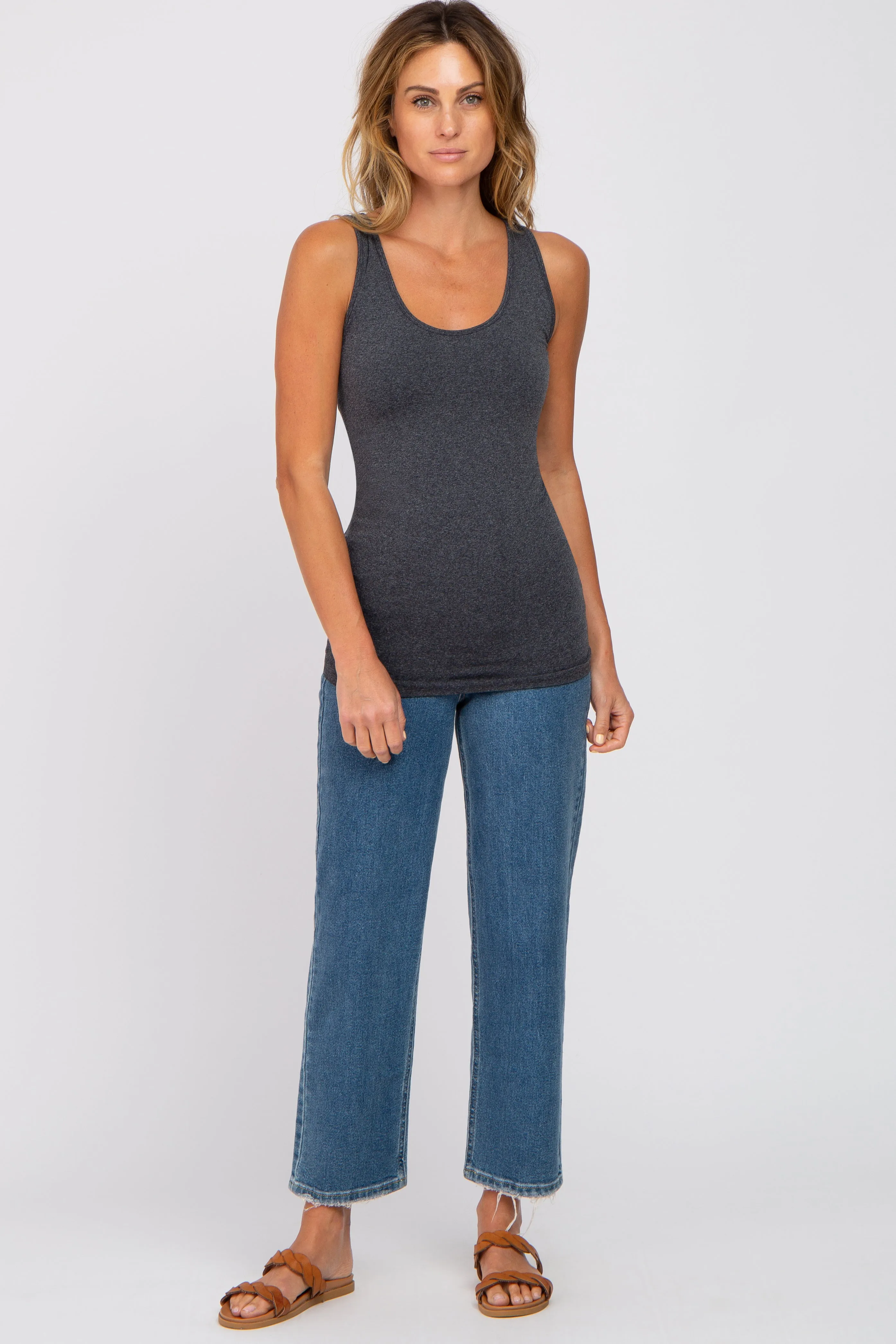 Charcoal Seamless Fitted Tank Top sold by Pinkblush product image thumbnail 4