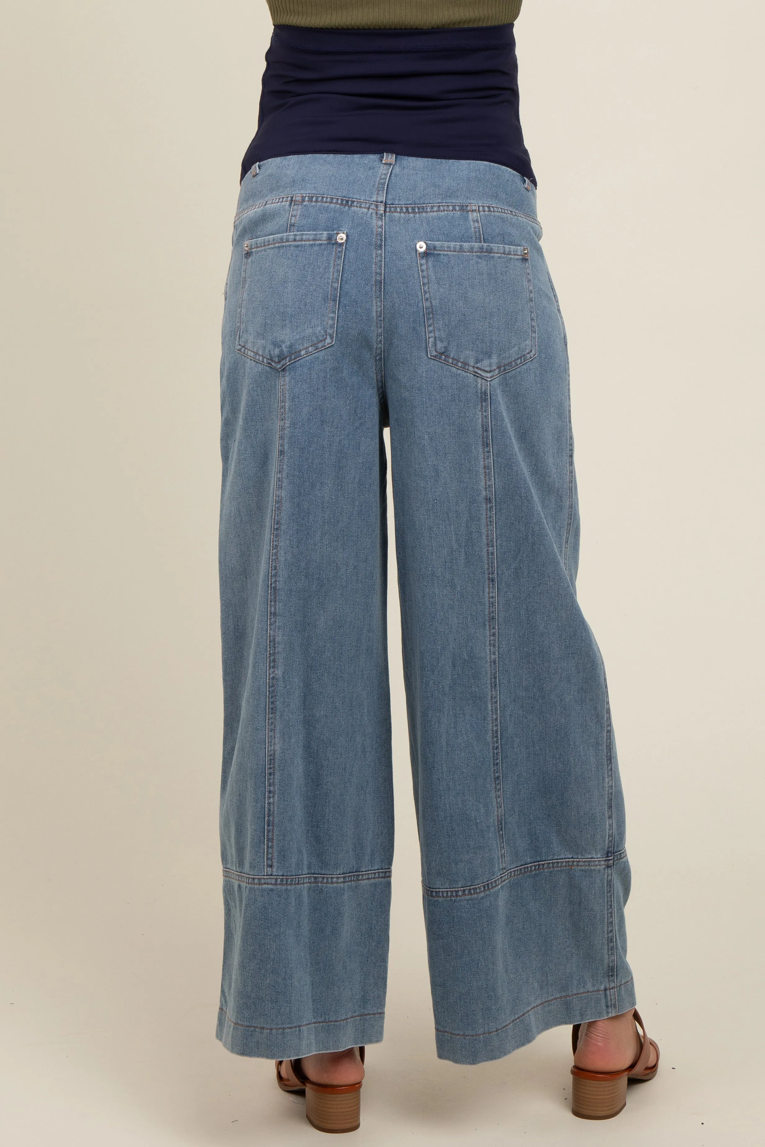 Light Blue Wide Leg Maternity Ankle Jeans sold by Pinkblush product image thumbnail 4