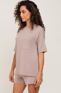 Taupe Pocket Front Pajama Short Set sold by Pinkblush