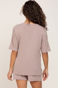 Taupe Pocket Front Pajama Short Set sold by Pinkblush