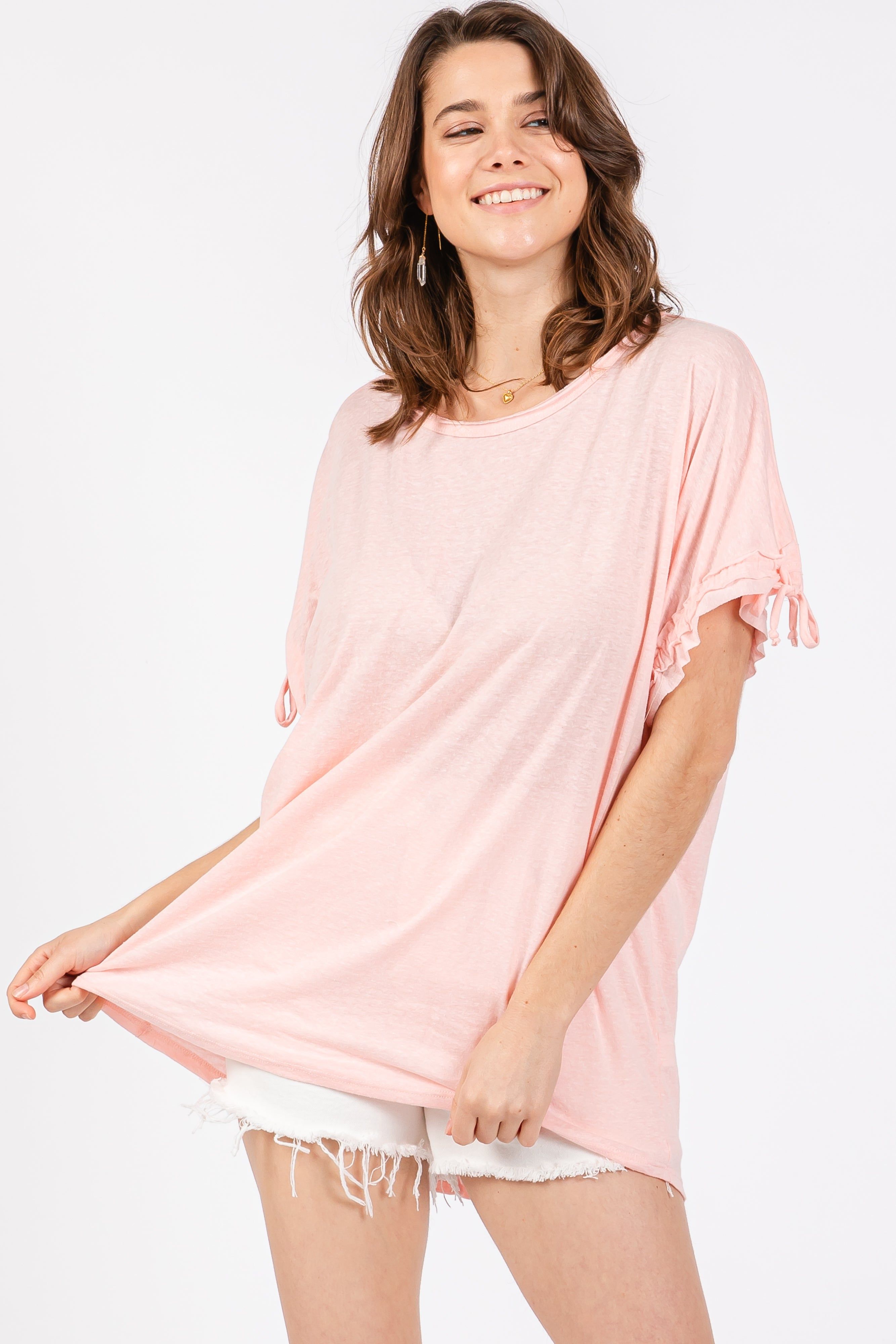Pink Drawstring Dolman Sleeve Top sold by Pinkblush