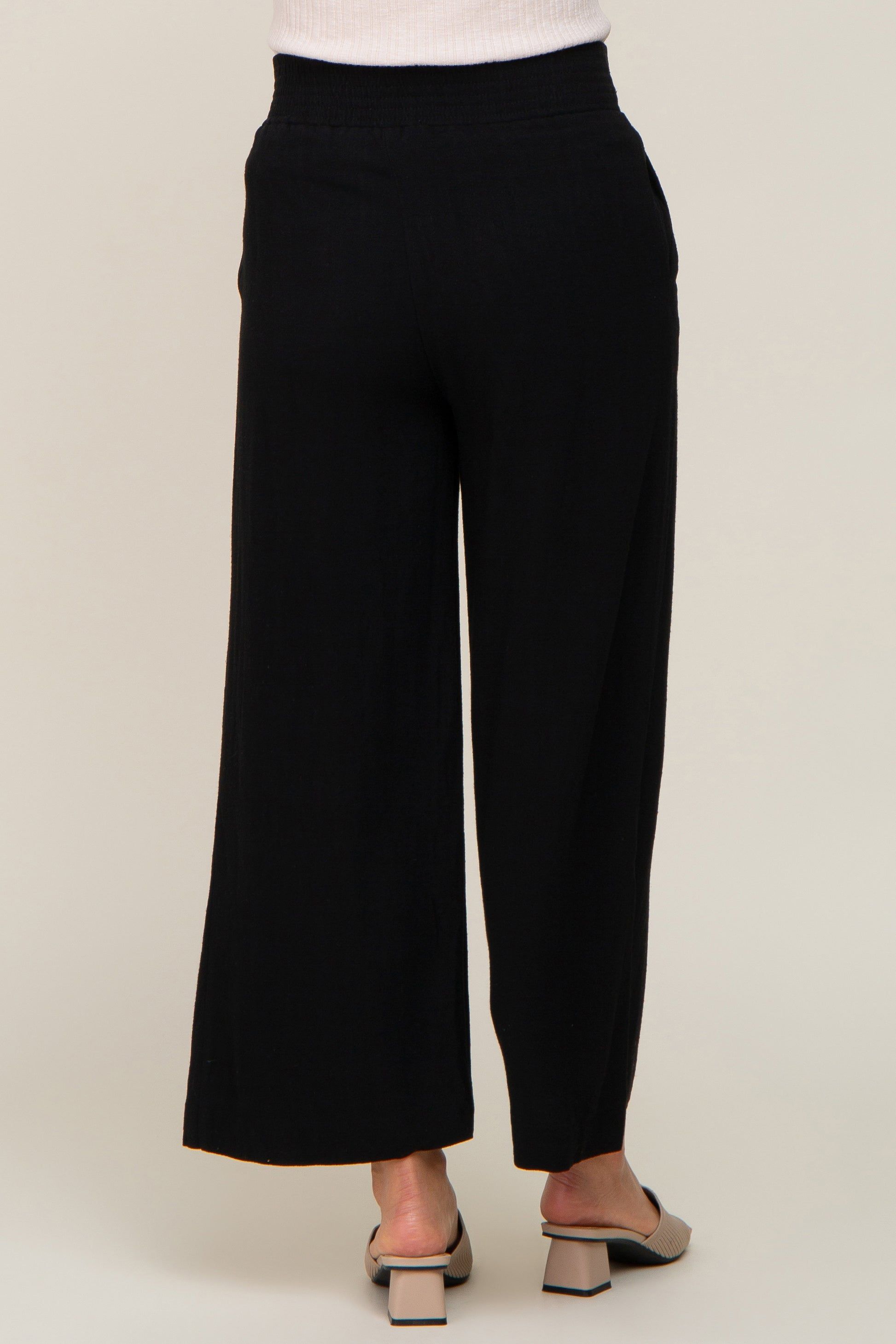 Black Wide Leg Maternity Pants sold by Pinkblush product image thumbnail 4