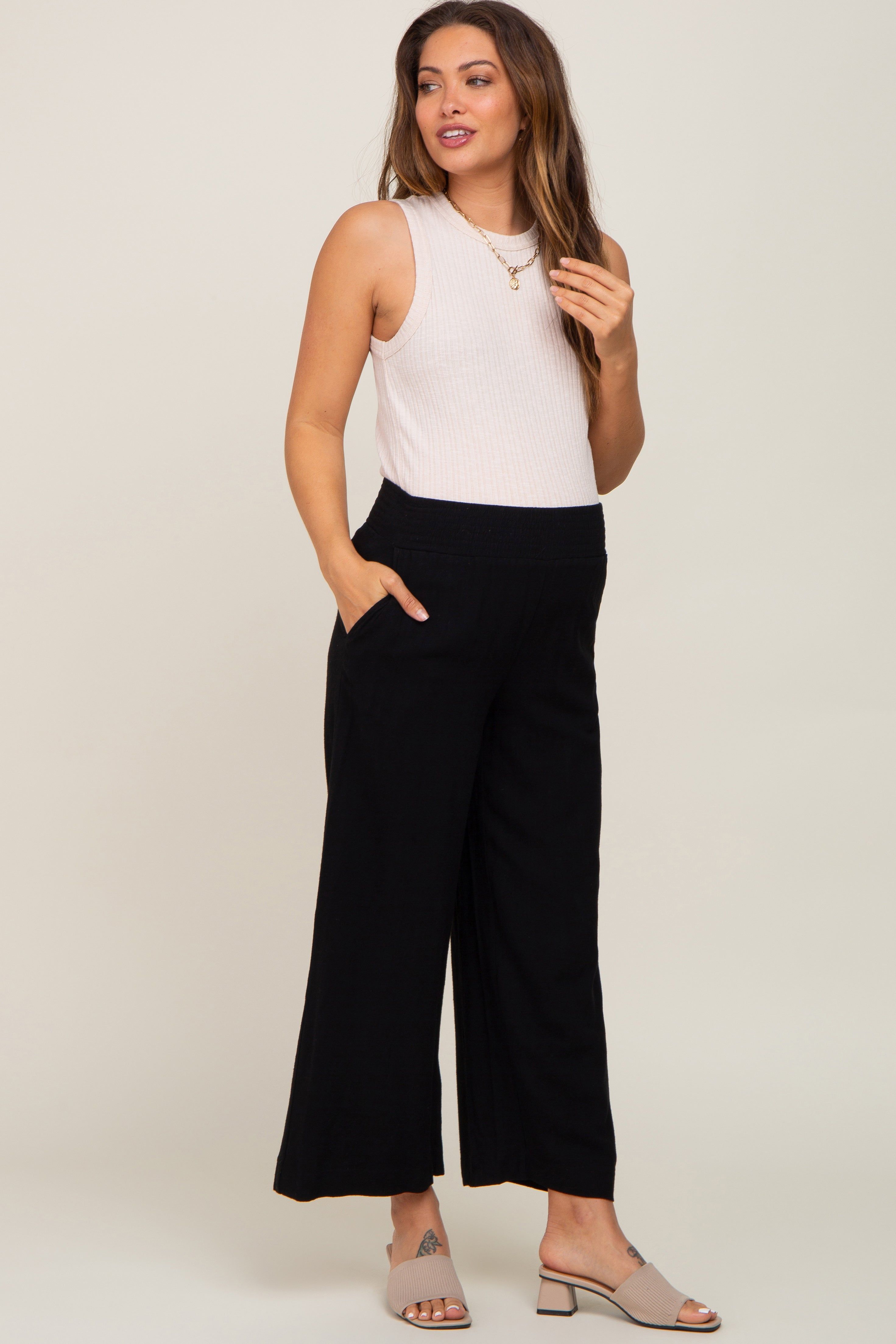 Black Wide Leg Maternity Pants sold by Pinkblush product image thumbnail 5
