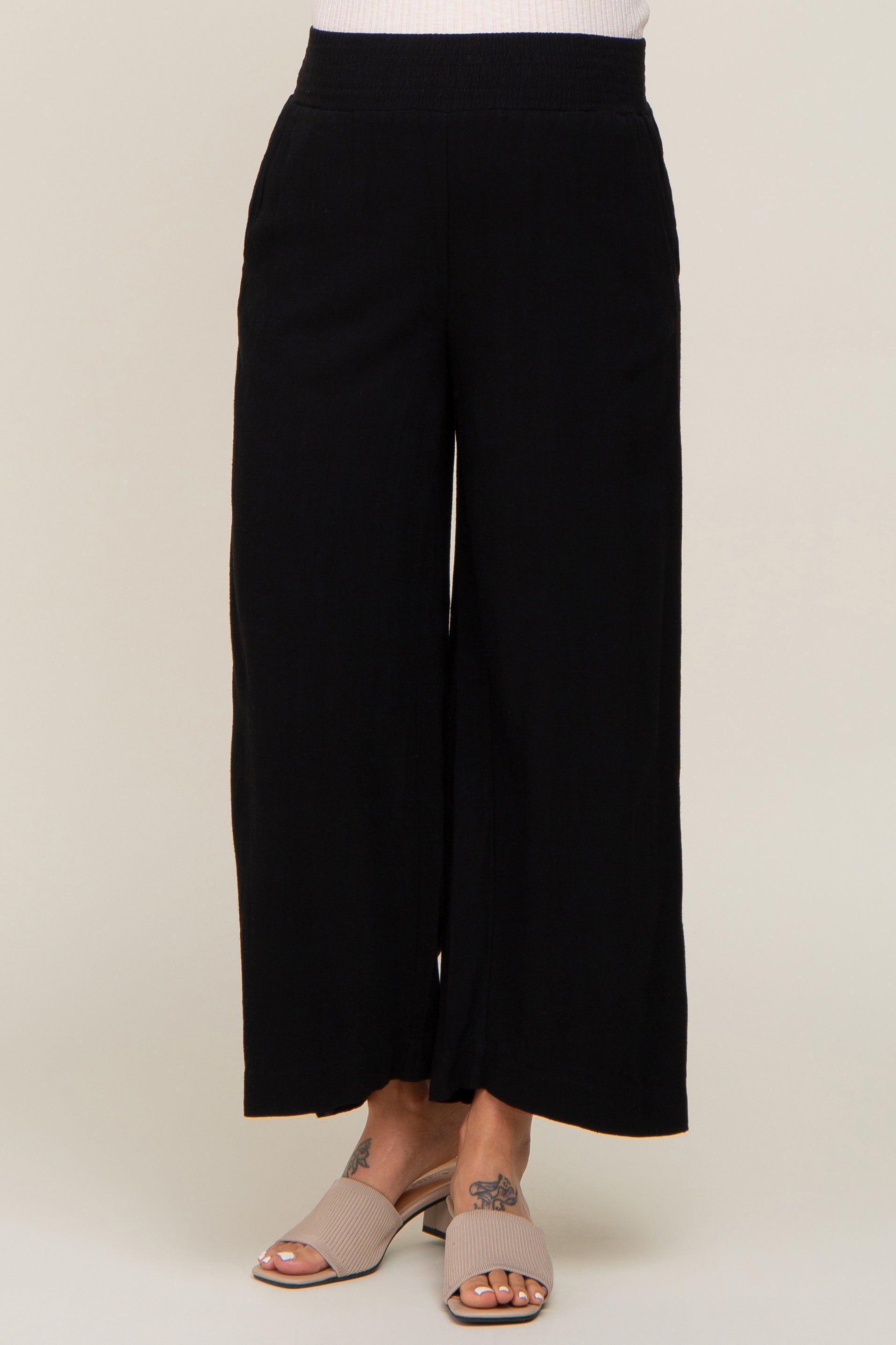 Black Wide Leg Maternity Pants sold by Pinkblush product image thumbnail 2