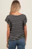 Black Striped Ruffle Sleeve Maternity Top sold by Pinkblush