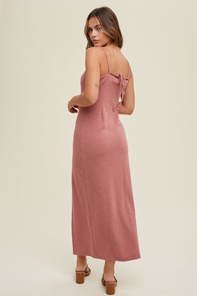 Ginger Slub Midi Dress With Self Tie Back Detail sold by Pinkblush product image thumbnail 3