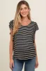 Black Striped Ruffle Sleeve Maternity Top sold by Pinkblush