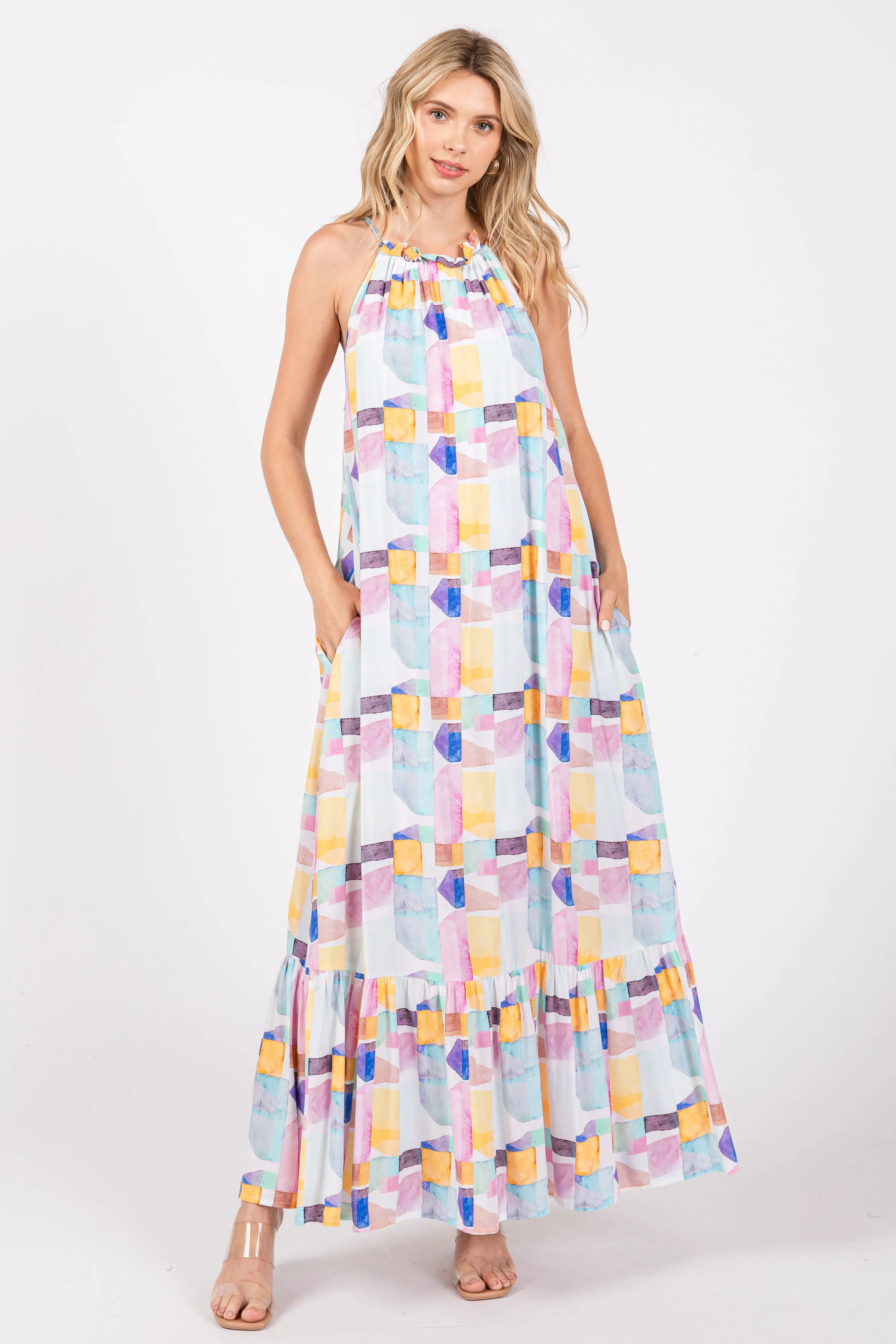 White Empire Ruffle Hem Midi Dress sold by Pinkblush