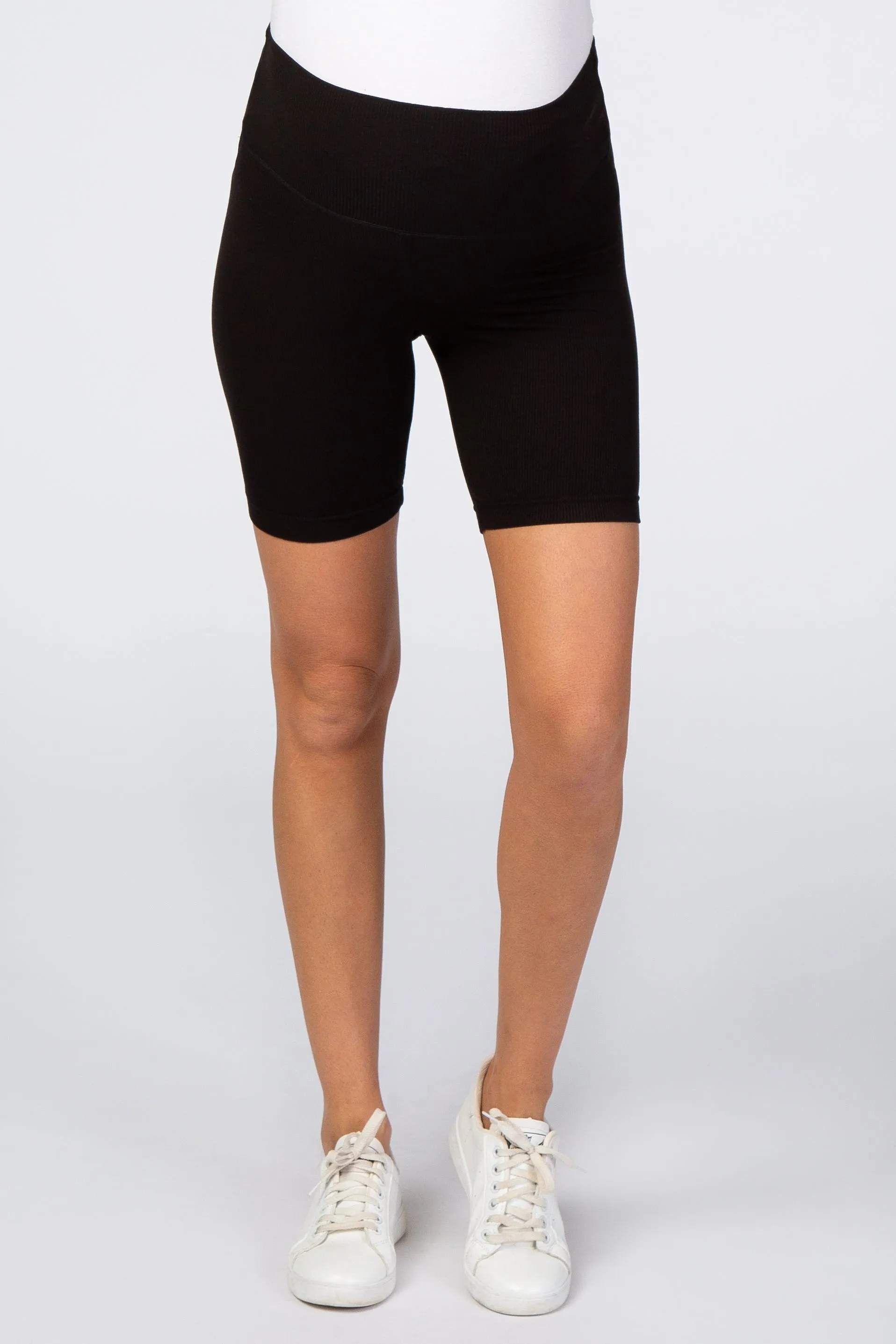 Black Ribbed Maternity Bike Shorts sold by Pinkblush product image thumbnail 2
