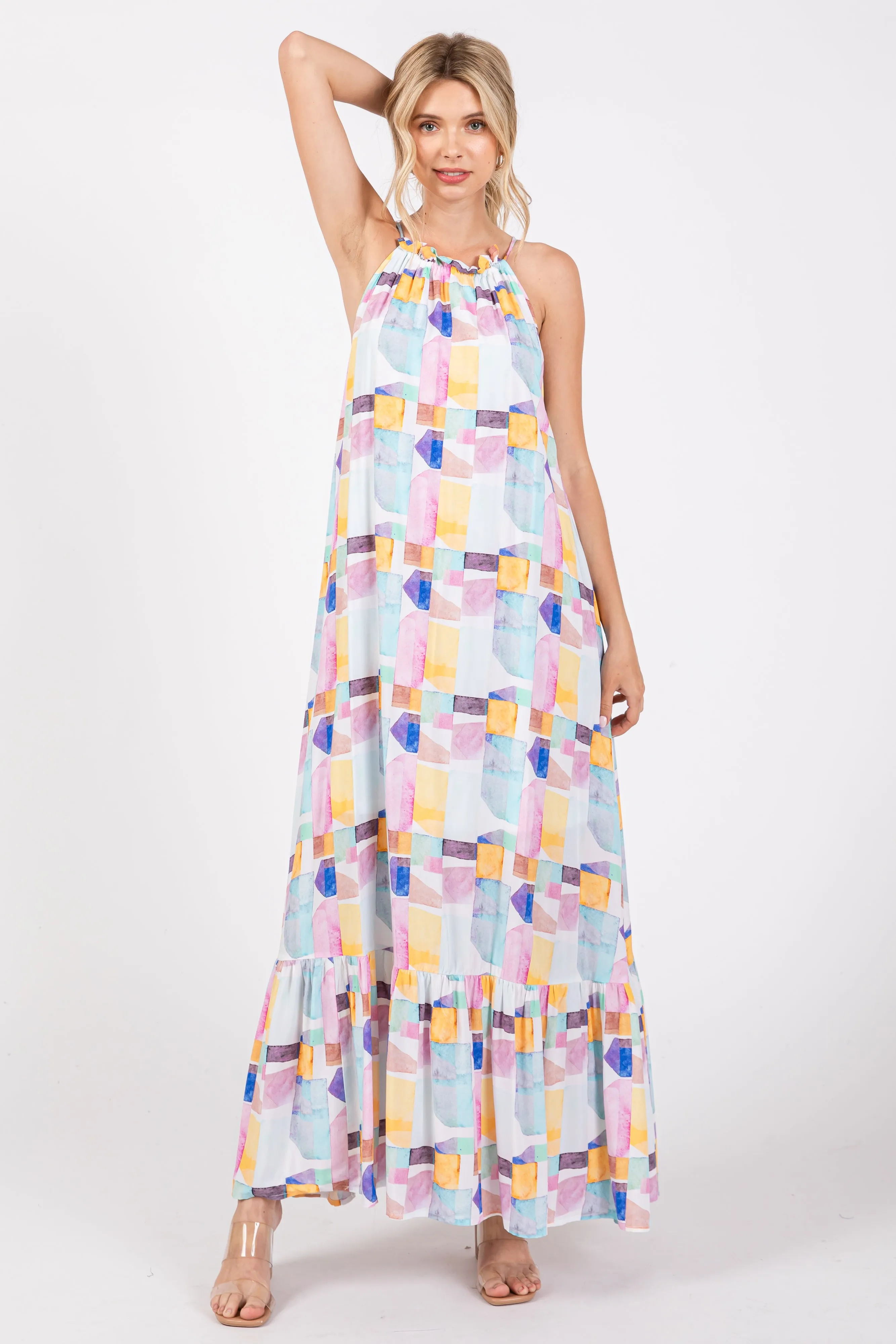 White Empire Ruffle Hem Midi Dress sold by Pinkblush product image thumbnail 5