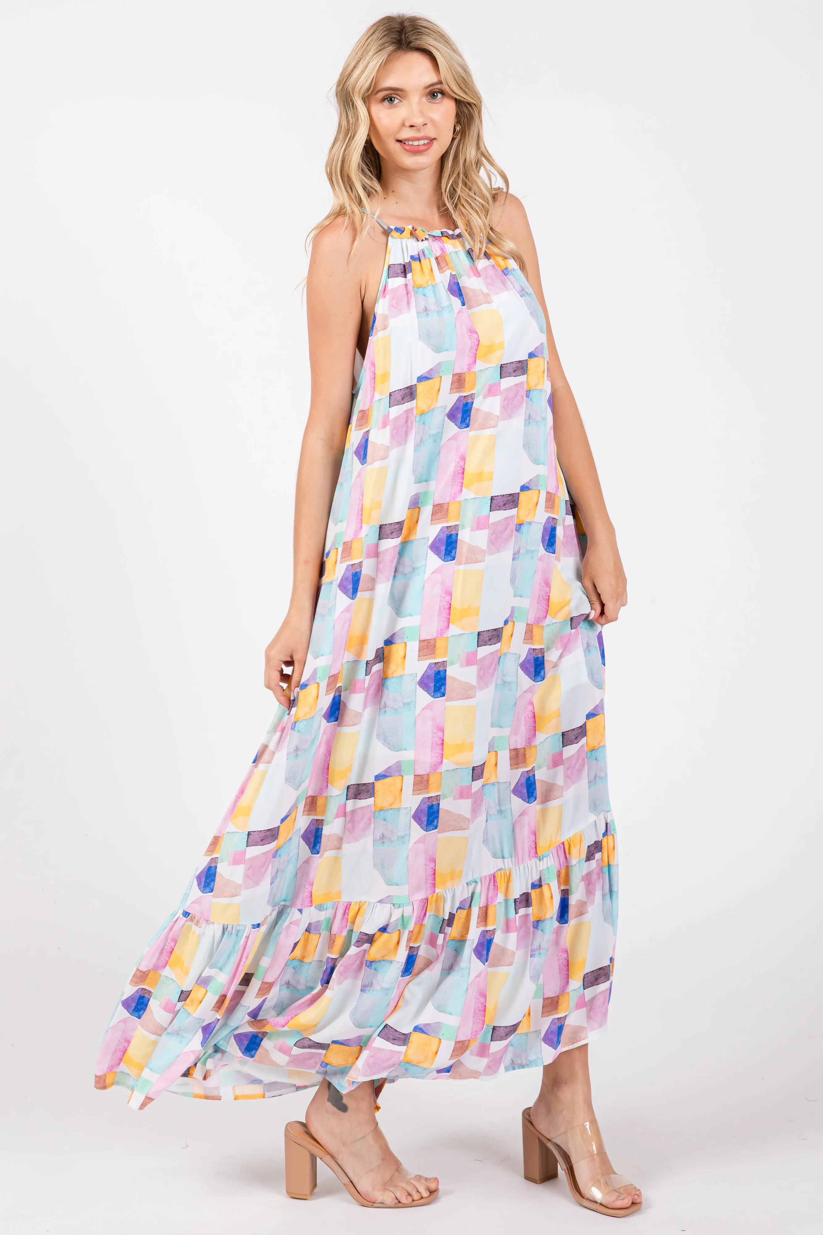 White Empire Ruffle Hem Midi Dress sold by Pinkblush product image thumbnail 2