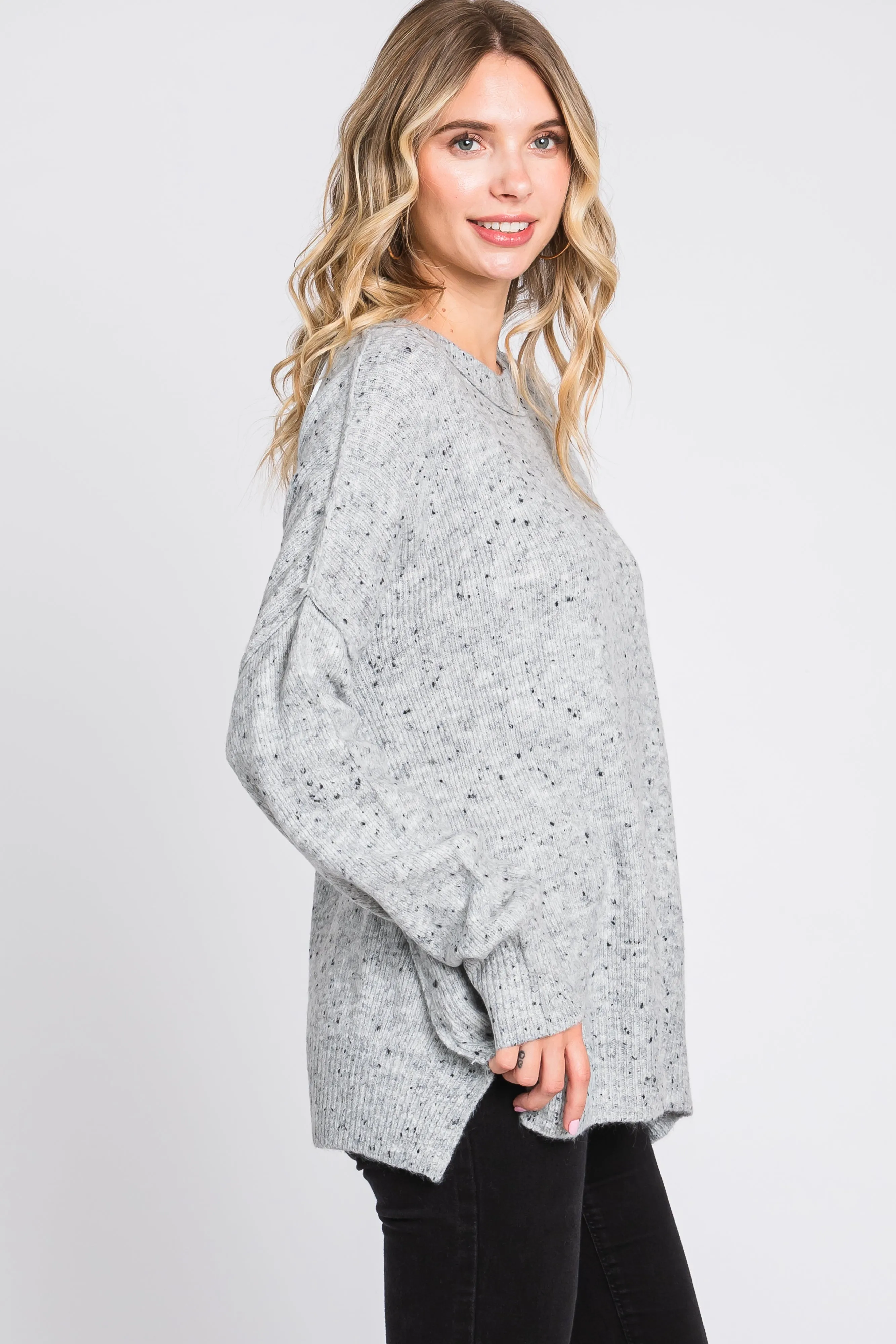 Grey Speckled Knit Sweater sold by Pinkblush product image thumbnail 2