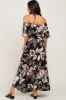 Black Floral Flounce Off Shoulder Maternity Maxi Dress sold by Pinkblush