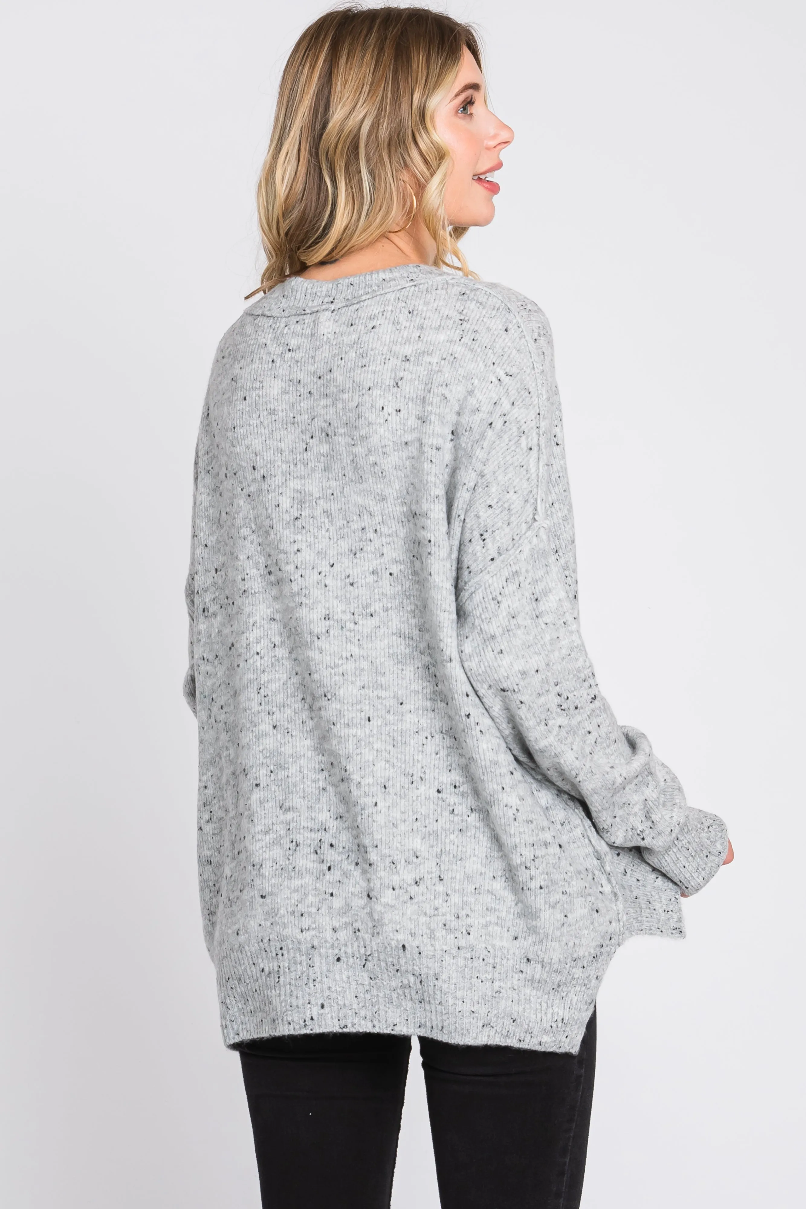 Grey Speckled Knit Sweater sold by Pinkblush product image thumbnail 3