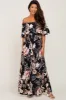 Black Floral Flounce Off Shoulder Maternity Maxi Dress sold by Pinkblush