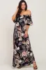 Black Floral Flounce Off Shoulder Maternity Maxi Dress sold by Pinkblush
