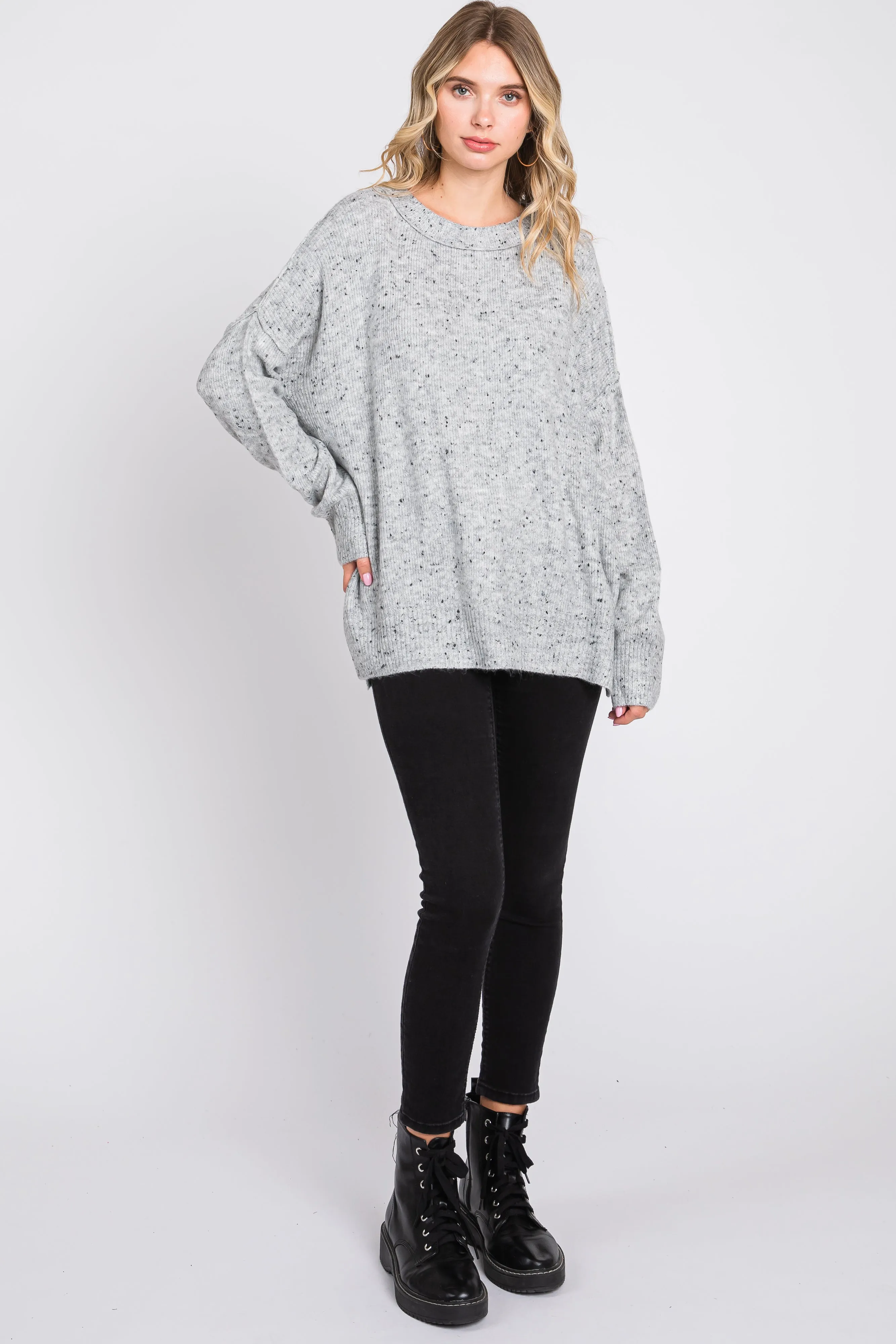 Grey Speckled Knit Sweater sold by Pinkblush product image thumbnail 4