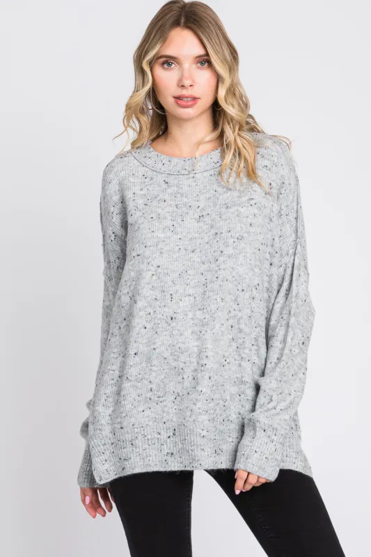 Grey Speckled Knit Sweater sold by Pinkblush