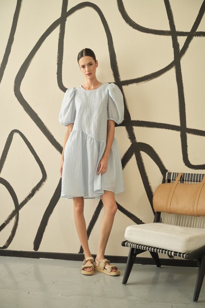 Sky Blue Puff Sleeve Dress sold by Pinkblush product image thumbnail 2