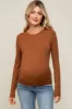 Camel Knit Long Sleeve Maternity Top sold by Pinkblush