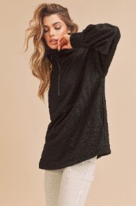 Black Half Zip Pullover Top sold by Pinkblush