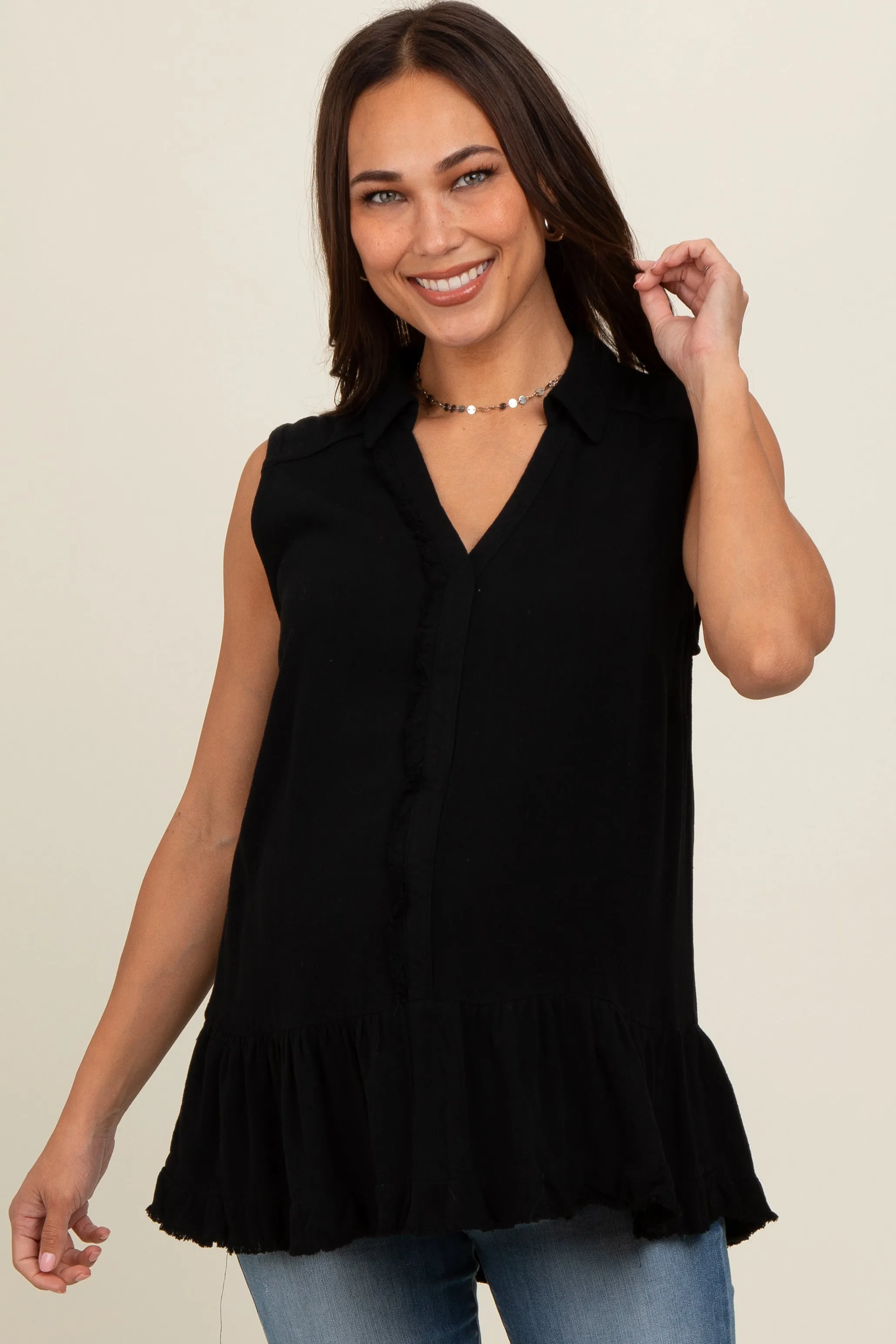 Black Collared Maternity Tank sold by Pinkblush product image thumbnail 2