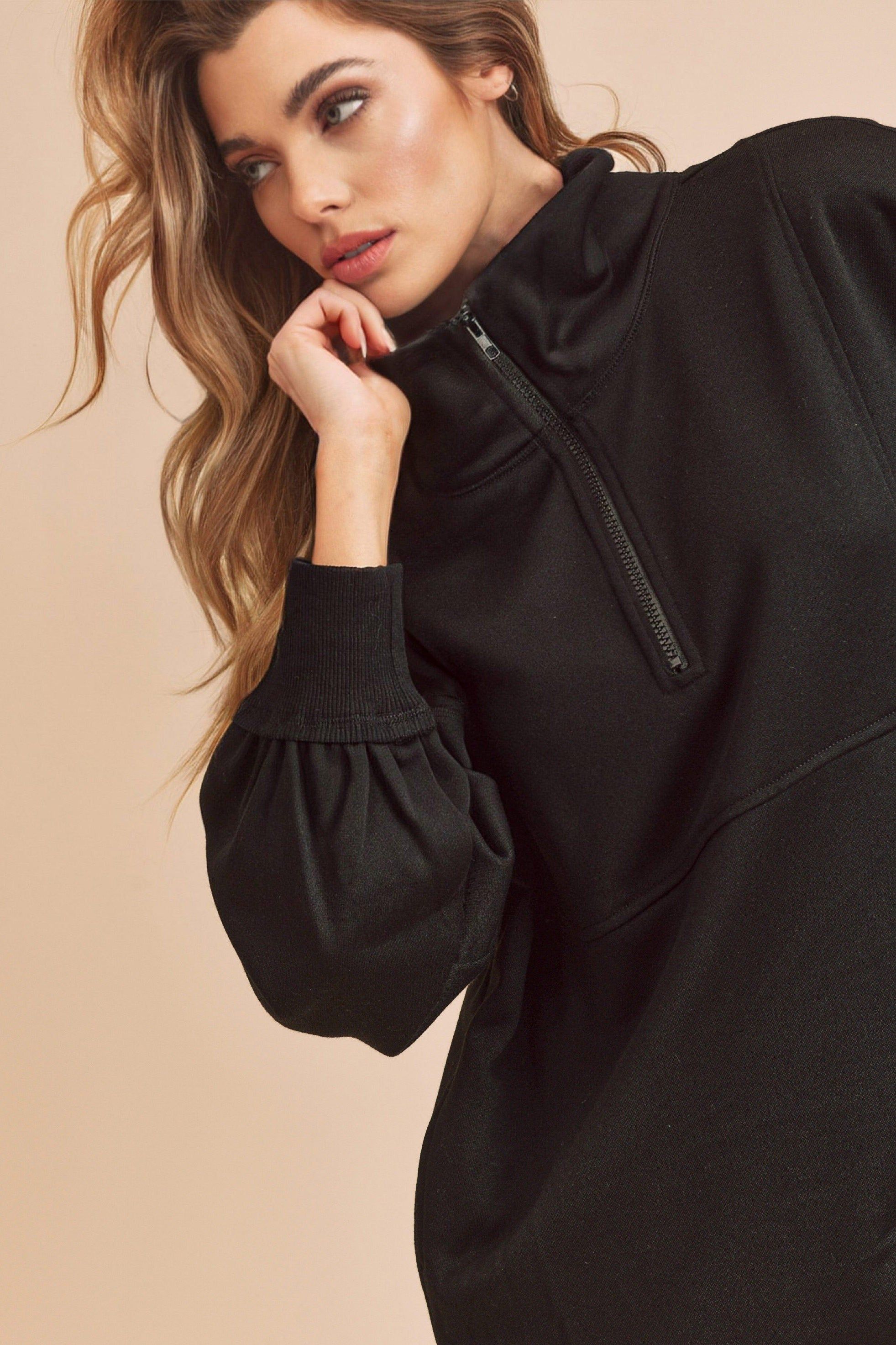 Black Half Zip Pullover Top sold by Pinkblush product image thumbnail 4
