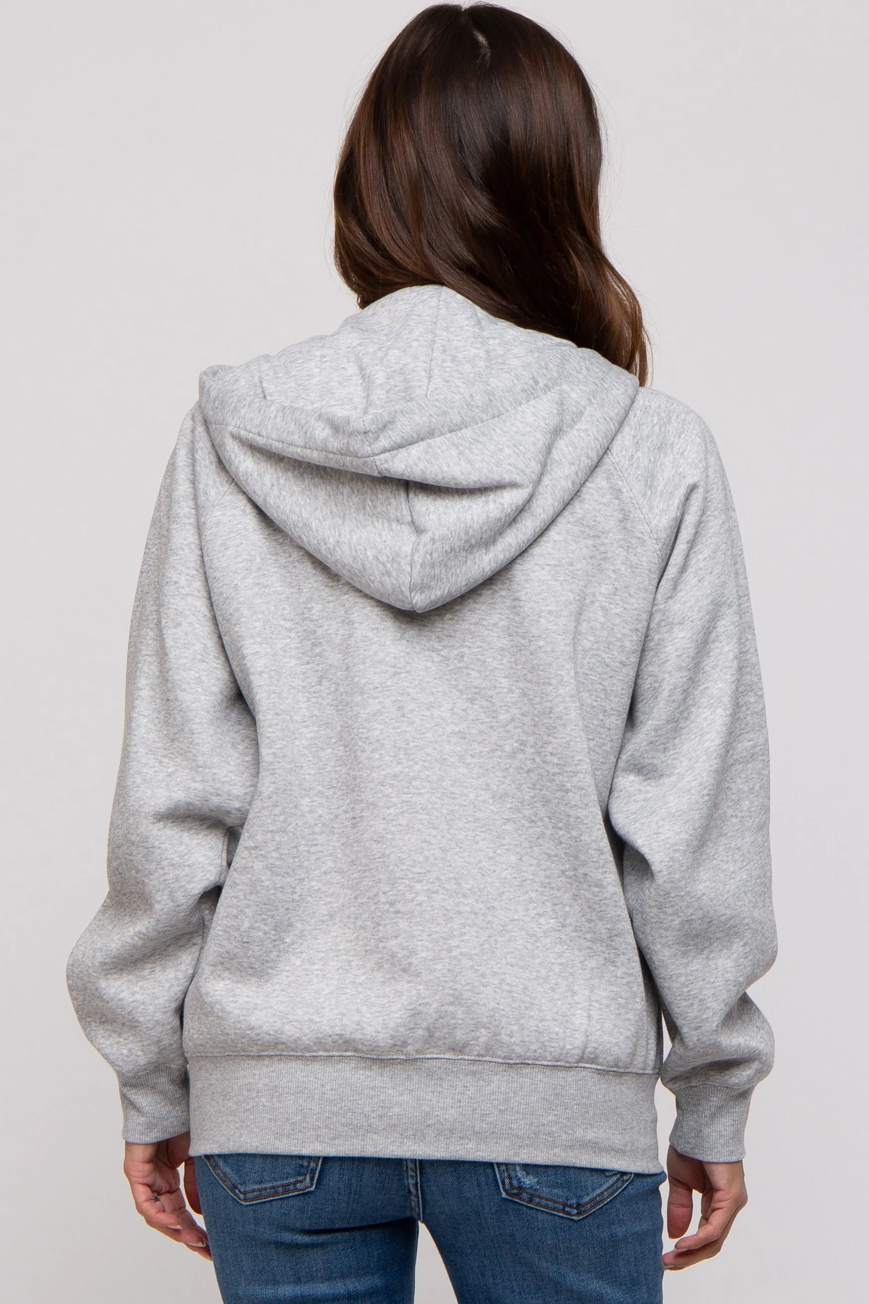 Heather Grey Front Zipper Hooded Maternity Sweater sold by Pinkblush product image thumbnail 3
