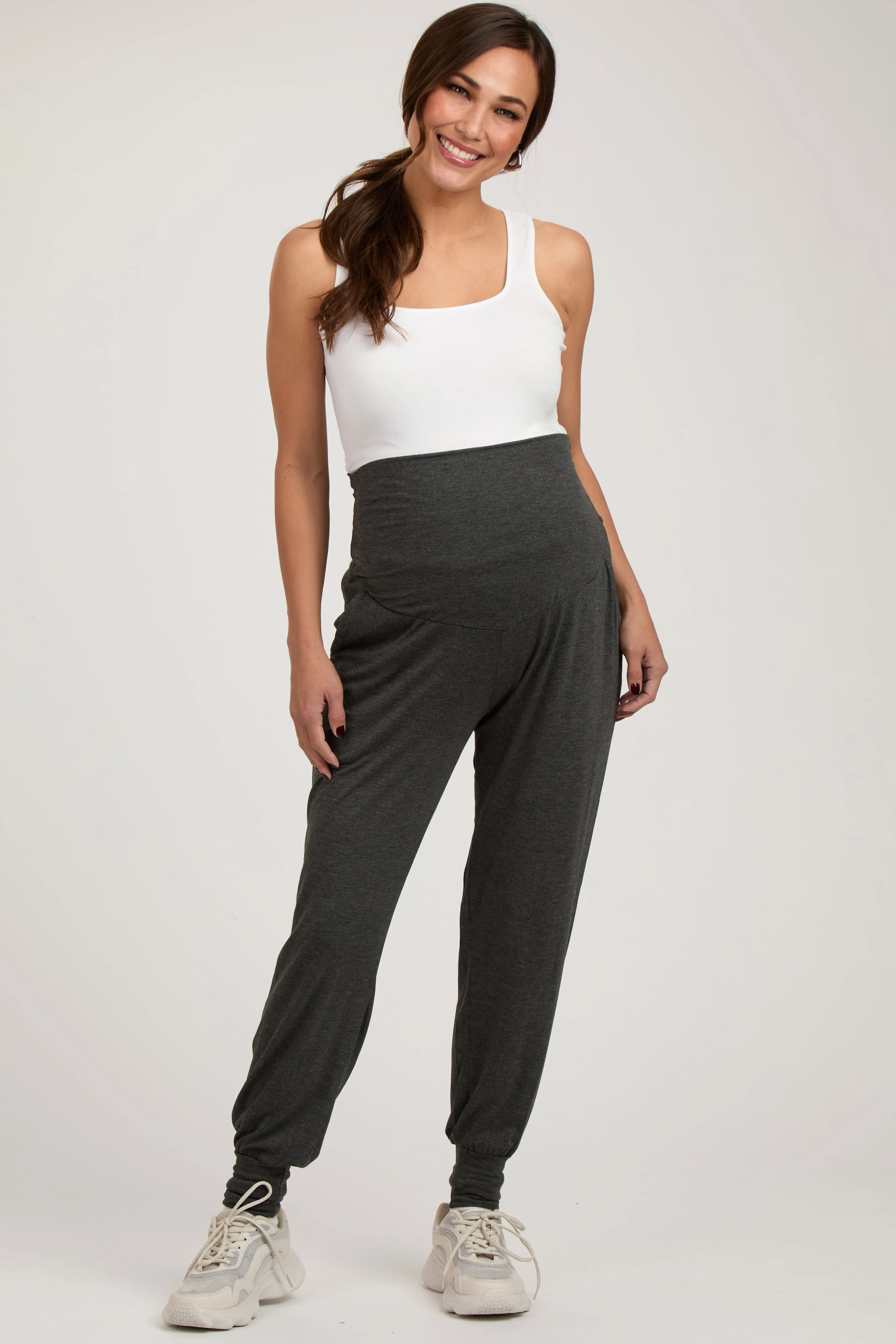 Charcoal Soft Knit Maternity Joggers sold by Pinkblush
