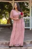 PinkBlush Light Pink Lace Mesh Overlay Plus Maxi Dress sold by Pinkblush