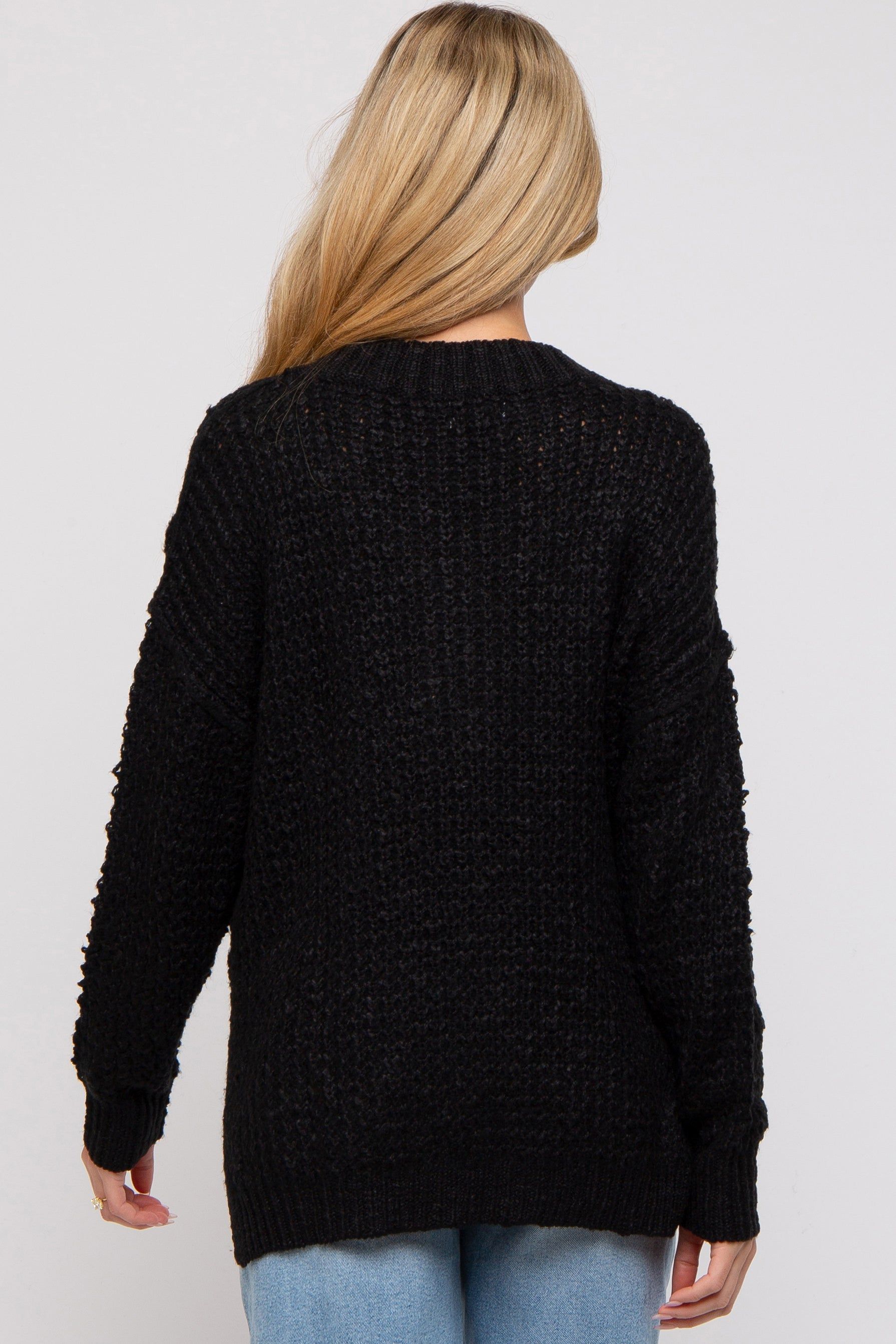 Black Henley Side Slit Maternity Sweater sold by Pinkblush product image thumbnail 3