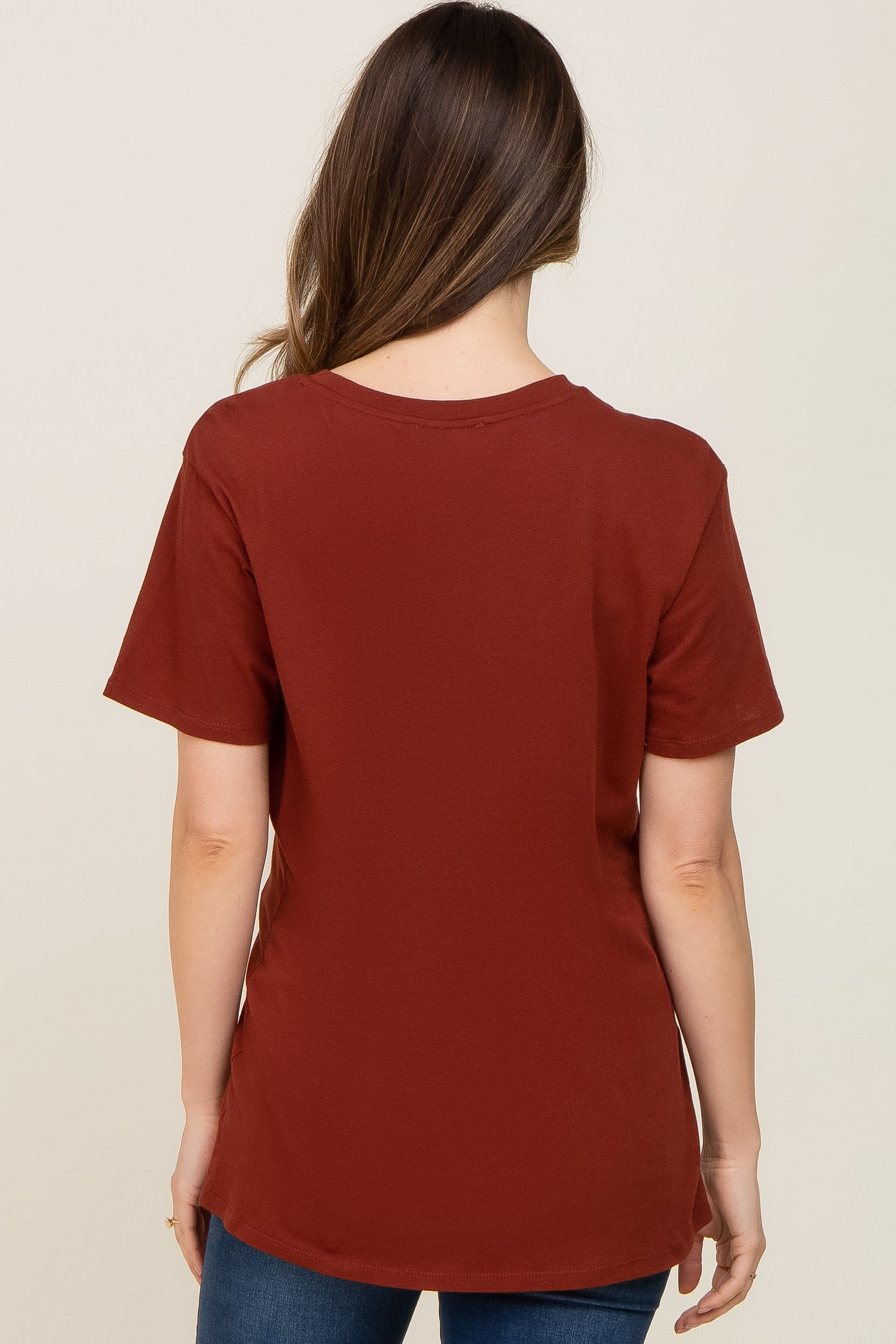 Rust Oversized Short Sleeve Maternity Top sold by Pinkblush product image thumbnail 3